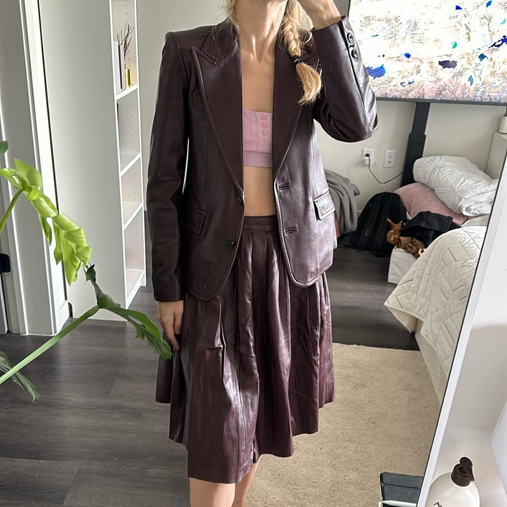 MICHAEL KORS leather blazer & NEIL BARRETT leather skirt set